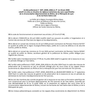 Arrêté préfectoral – vigilance sécheresse Arrêté préfectoral – vigilance sécheresse