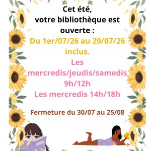 Ouverture de la bibliothèque cet été Ouverture de la bibliothèque cet été