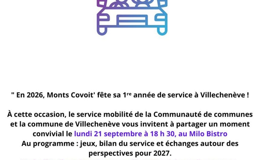 Monts Covoit’ fête sa première année – lundi 21 septembre 2026 Monts Covoit’ fête sa première année – lundi 21 septembre 2026