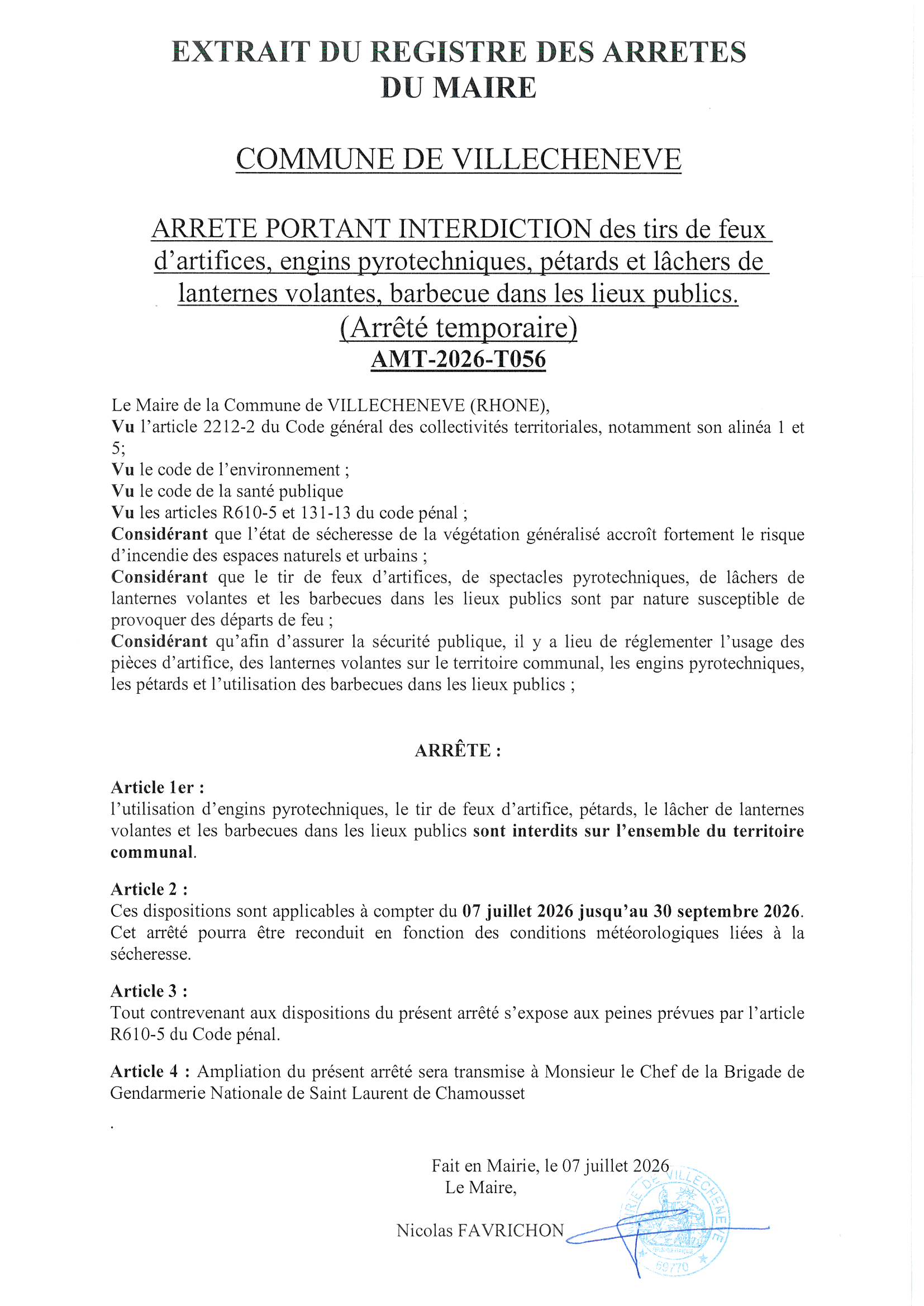 arrete t056