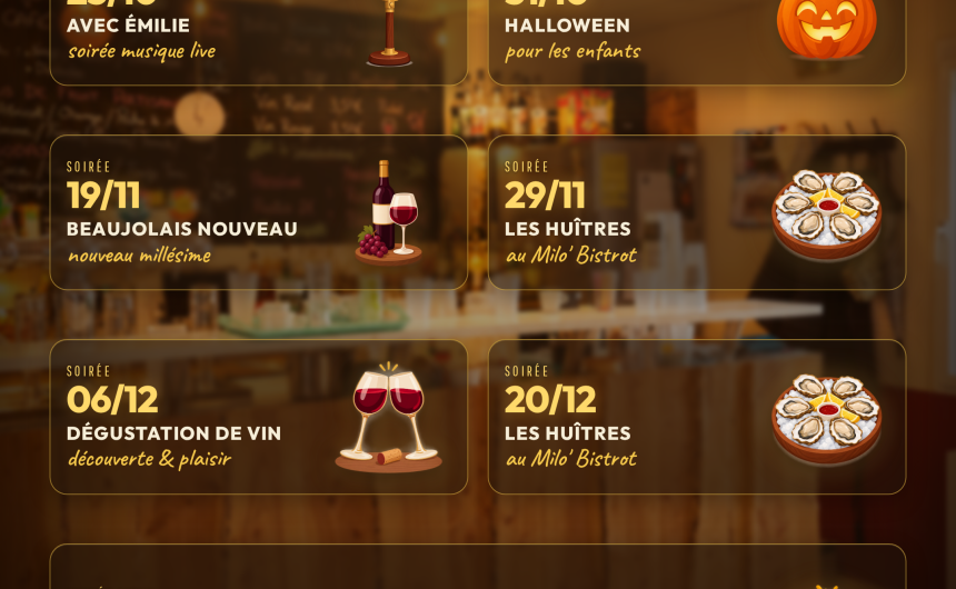 Animations de fin d&rsquo;année au Milo&rsquo;Bistrot