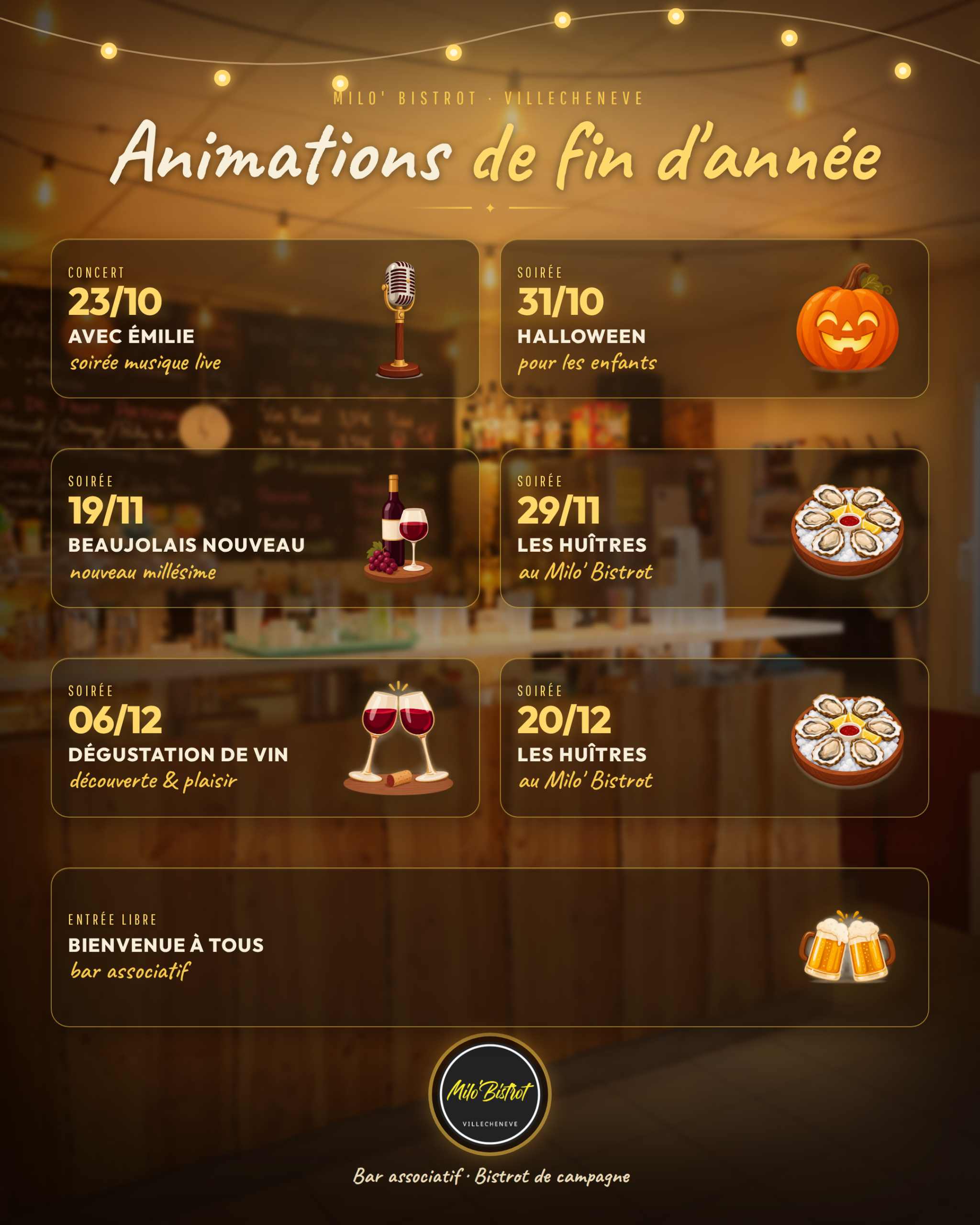 Affiche planning animation Milo'bistrot
